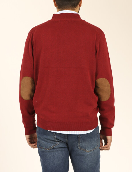 Sweater Medio Cierre Harrington Label Rojo Oscuro