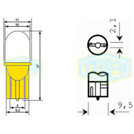 LAMPARA - LED 12V W2 1X9 5D T10 CASQUILLO AMARILLO TRIFA LAMPARA - LED 12V W2 1X9 5D T10 CASQUILLO AMARILLO TRIFA