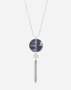 Collares Largos Collar Con Dije Ovalado - Plateado Rodio