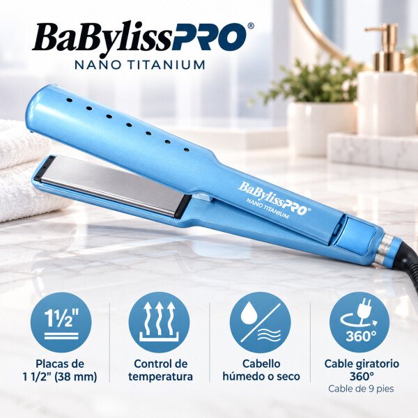 Plancha Alisadora Babylisspro Bnt4083ar Nano Titanium Para Cabello Húmedo Y Seco PLANCHITA DE PELO BABYLISSPRO 4083