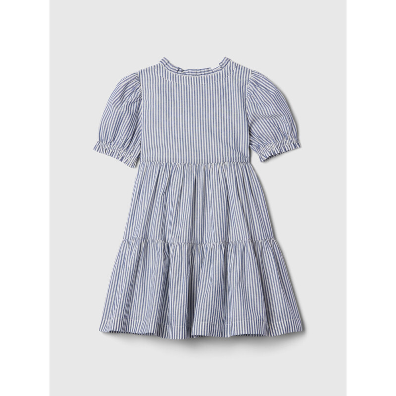 SS BTTN DWN RUFFLE DRESS BLUE STRIPE