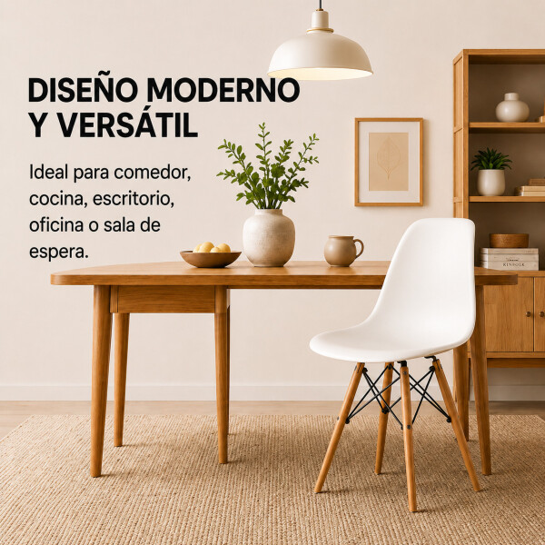 Silla Comedor X6 Combohome Eames Reforzada Premium Nórdica Blanco 1