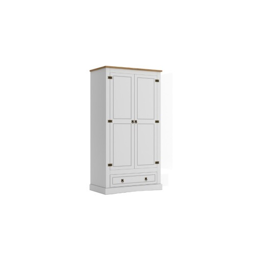 Ropero 2 puertas - Madera maciza Blanco