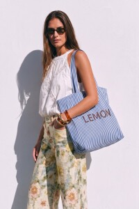 Maxi Bolso De Algodon Azul