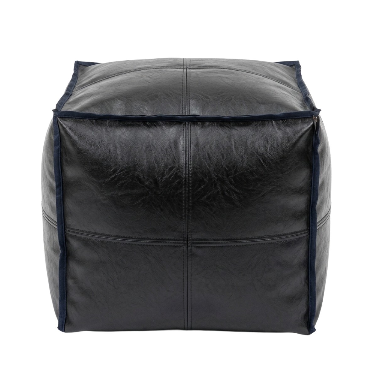 PUFF CUAD SIMIL CUERO NEGRO 45X45X40CM 