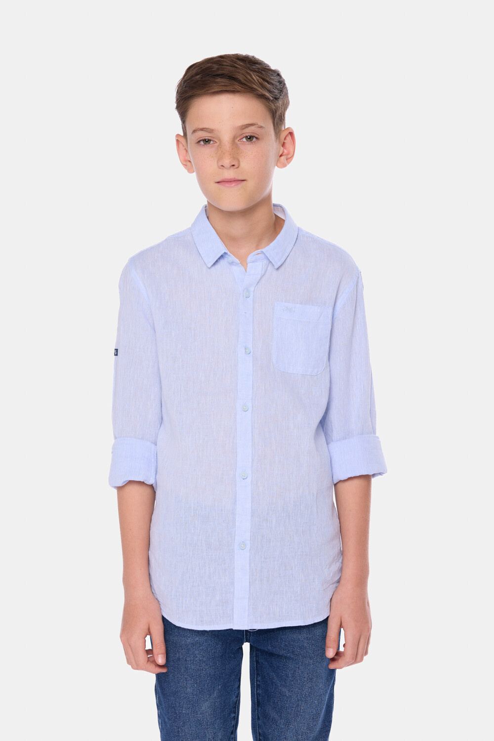 CAMISA DE LINO Celeste