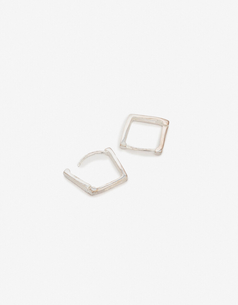 Aros Argollas Metal Aros Argolla Cuadrado Plata 925 - Plateado