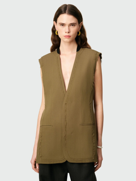 AMI PARIS - Chaleco sin Mangas de Lana Alta Automática