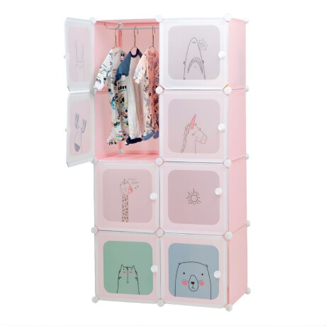 Armario Plastico Lumax 8 Compartimentos Desmontable Rosado