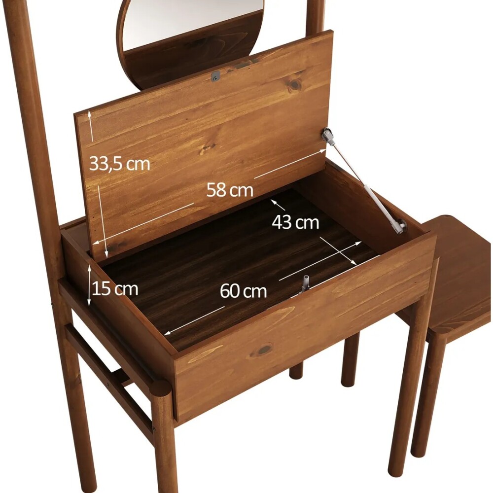 COMBO TOCADOR CON ESPEJO + BANQUETA MADERA MACIZA COMBO TOCADOR CON ESPEJO + BANQUETA MADERA MACIZA