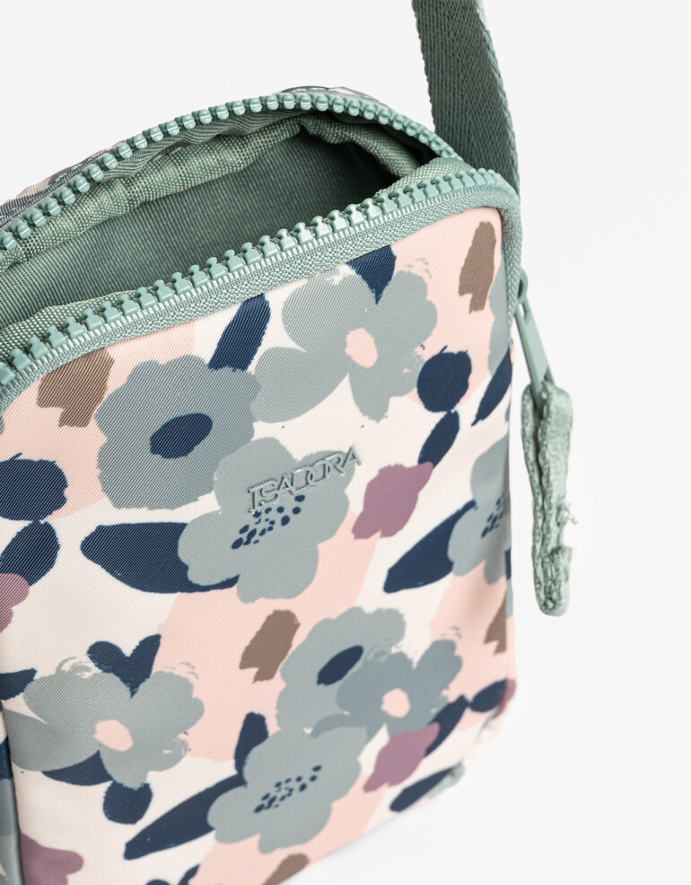 Complemento Marroquinería Nylon Pouch Con Cierre - Estampado Flores