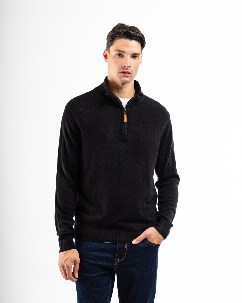 Buzo Cashmere Medio Cierre - Negro 