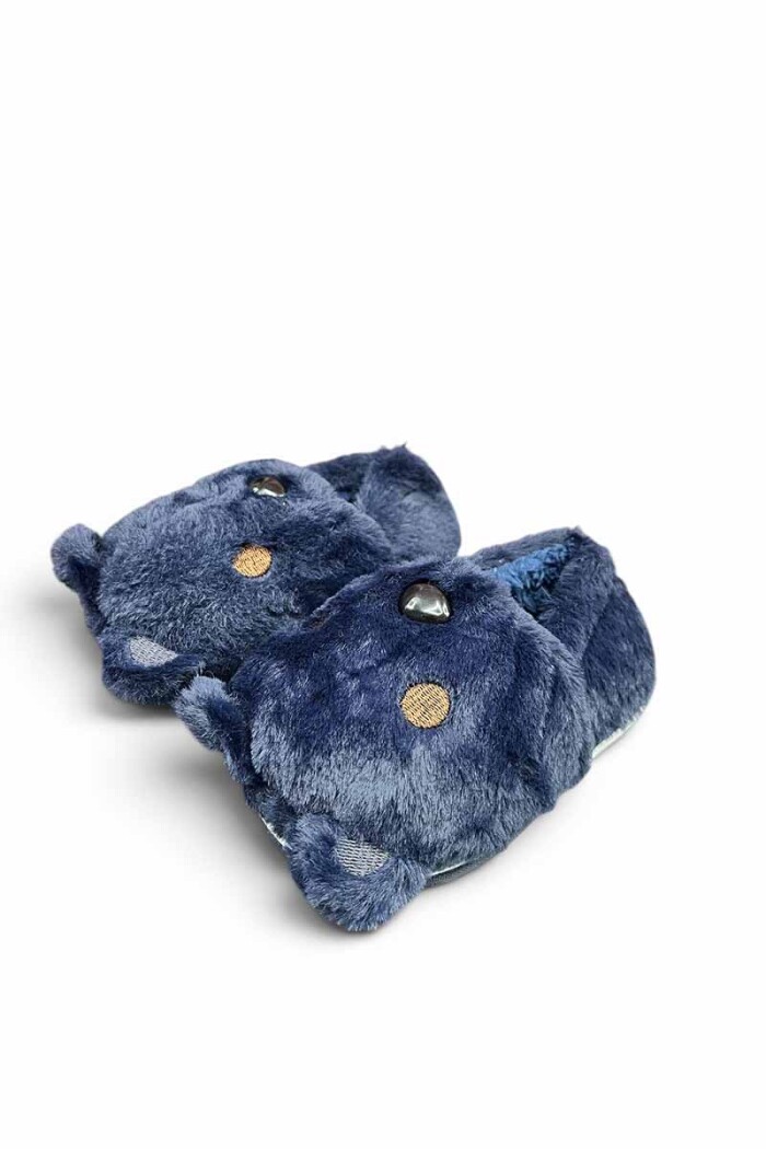 PANTUFLA NIÑOS CERRADA DISEÑO OSO Azul