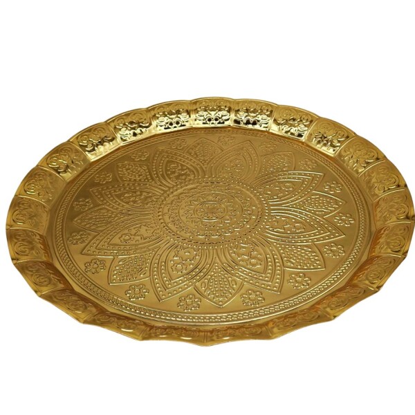 Bandeja redonda metal 35 cm Dorado