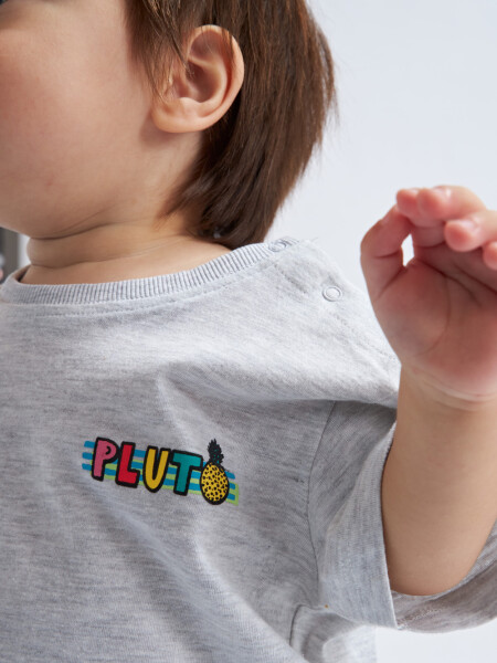 Camiseta manga corta estampada Pluto -gris melange