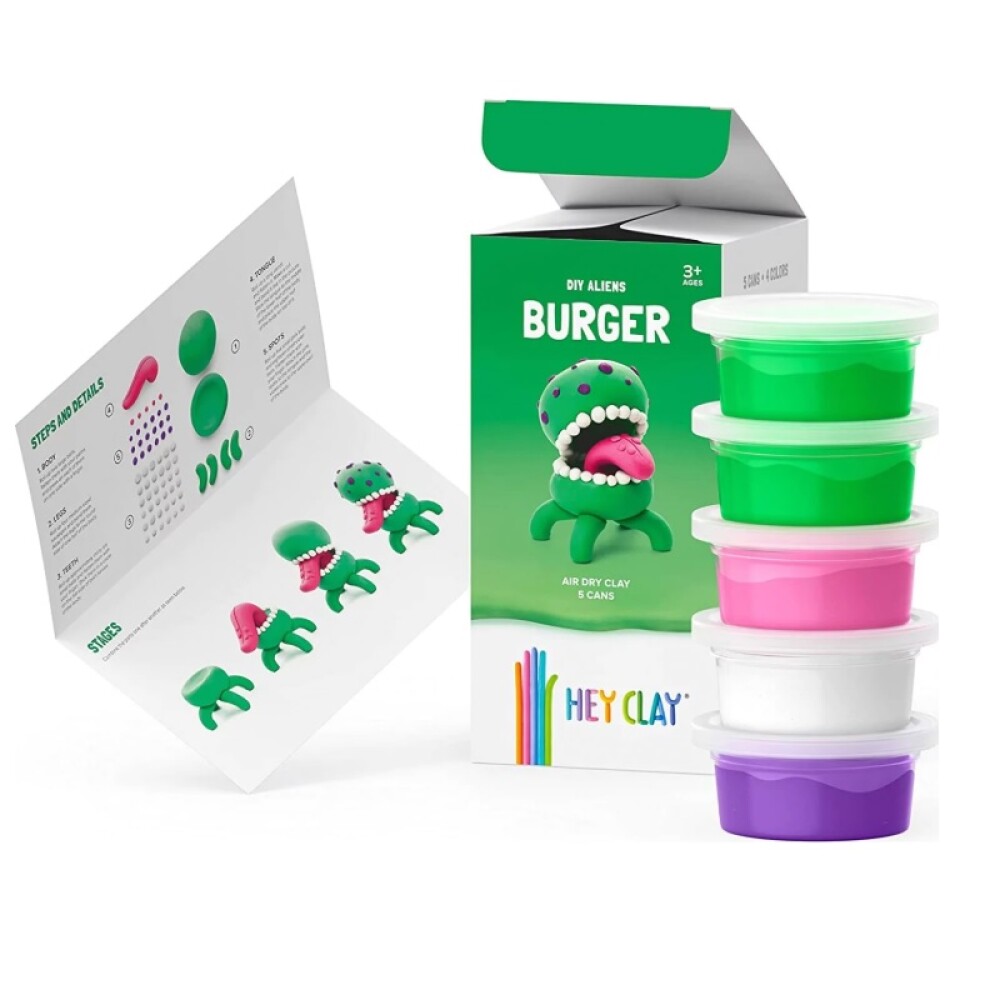 Masa Para Modelar Mate Burger Hey Clay HEY CLAY AIR DRY CLAY - HEY CLAY MATE BURGER