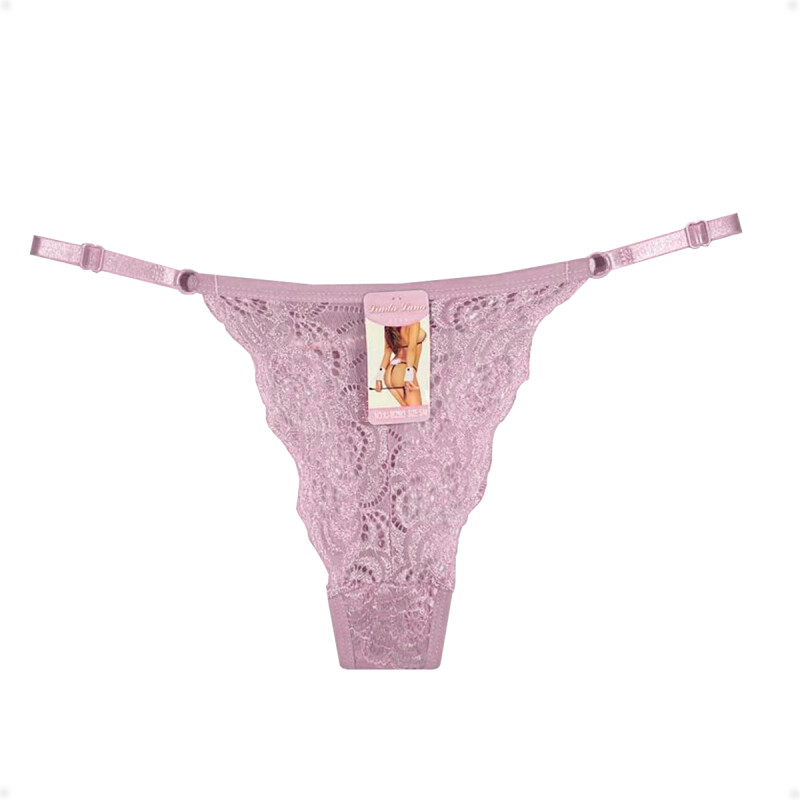 Tanga Colaless Ajustable De Encaje Violeta
