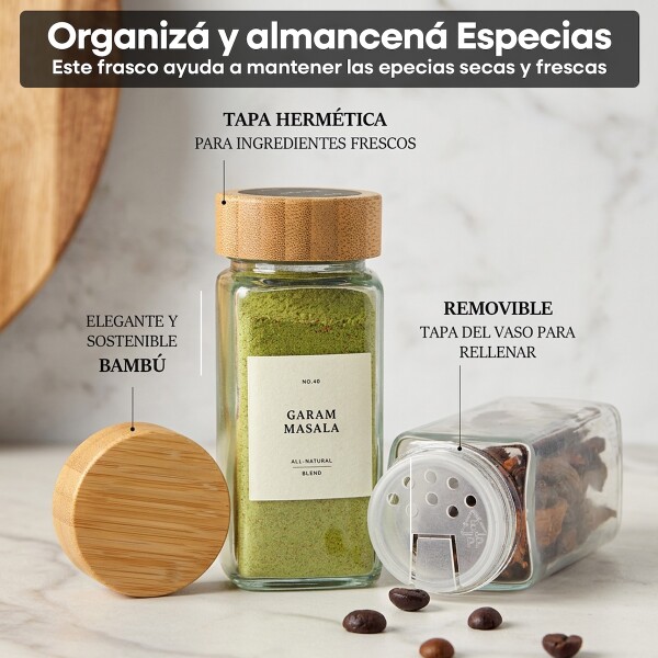 Set De 24 Especiero Frascos De Vidrio Condimentos recipiente organizador Cocina IMBACK Set De 24 Especiero Frascos De Vidrio Condimentos recipiente organizador Cocina IMBACK
