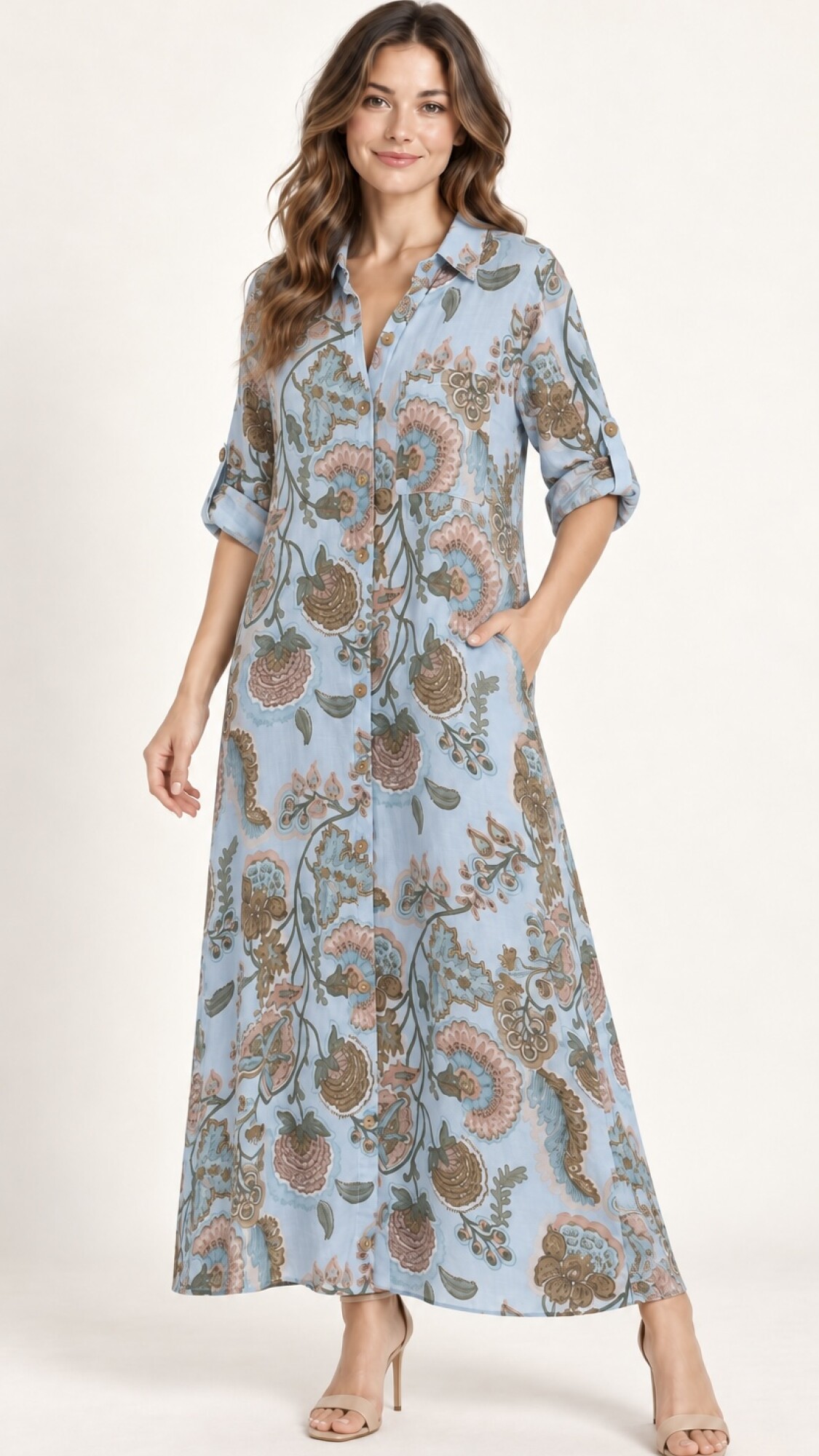 VESTIDO CAMISERO ALLI Celeste