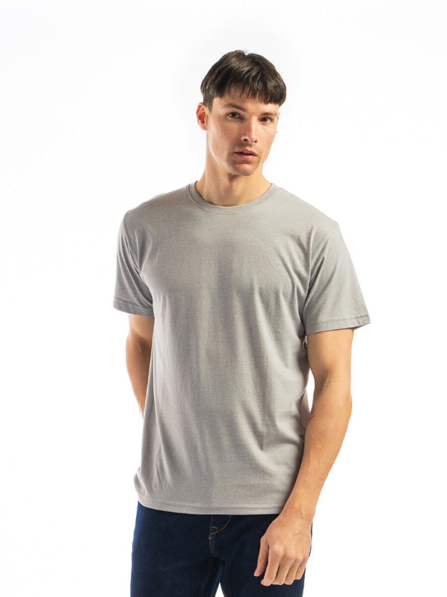 Remera Cuello Base - Gris Claro Melange 