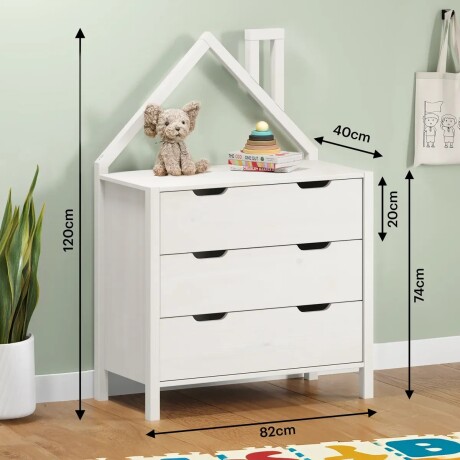 COMODA CAJONERA 3 CAJONES MADERA MACIZA DORMITORIO BLANCO