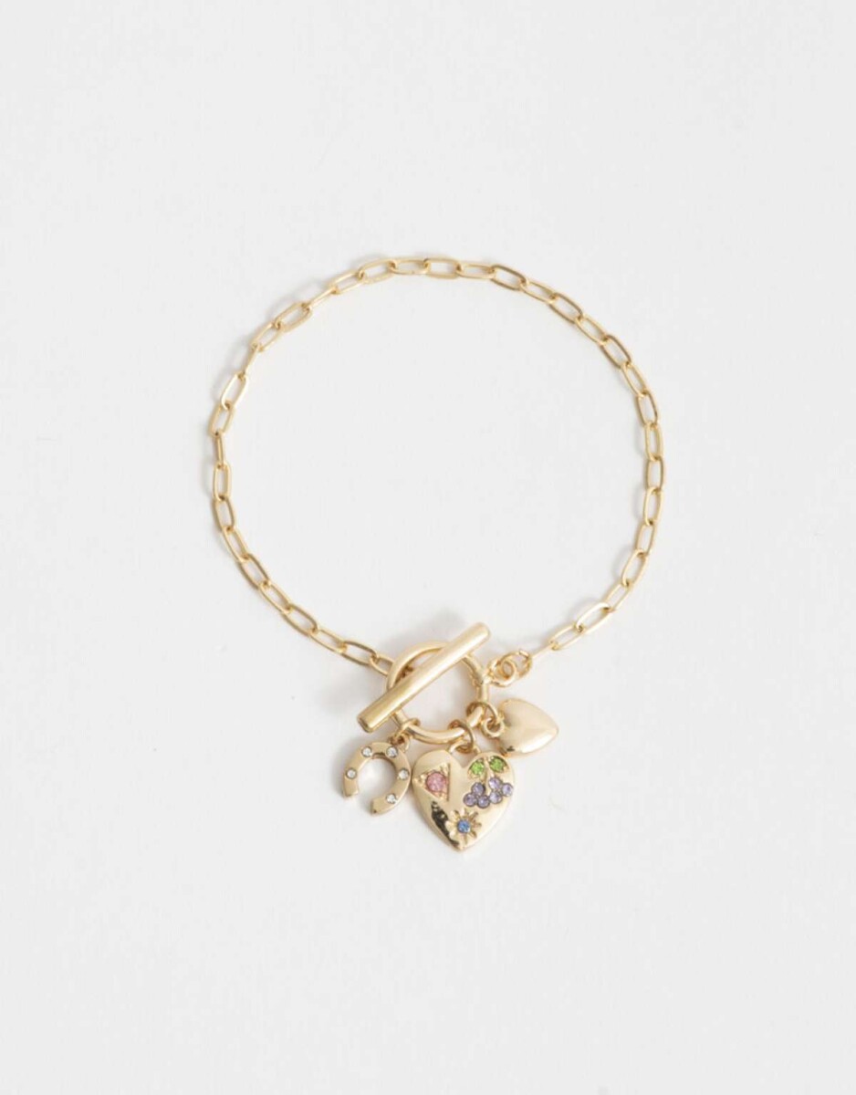 Pulsera Flexible Dijes Bañada En Oro - Combinacion Multicolor 