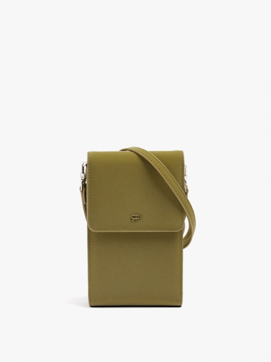 Bolsa Para Móvil Textura Suave Con Solapa - caqui 