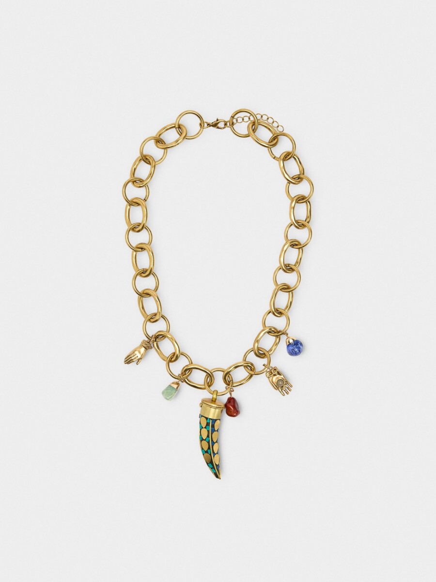 Collar De Aros E Colgantes De Piedra multicolor