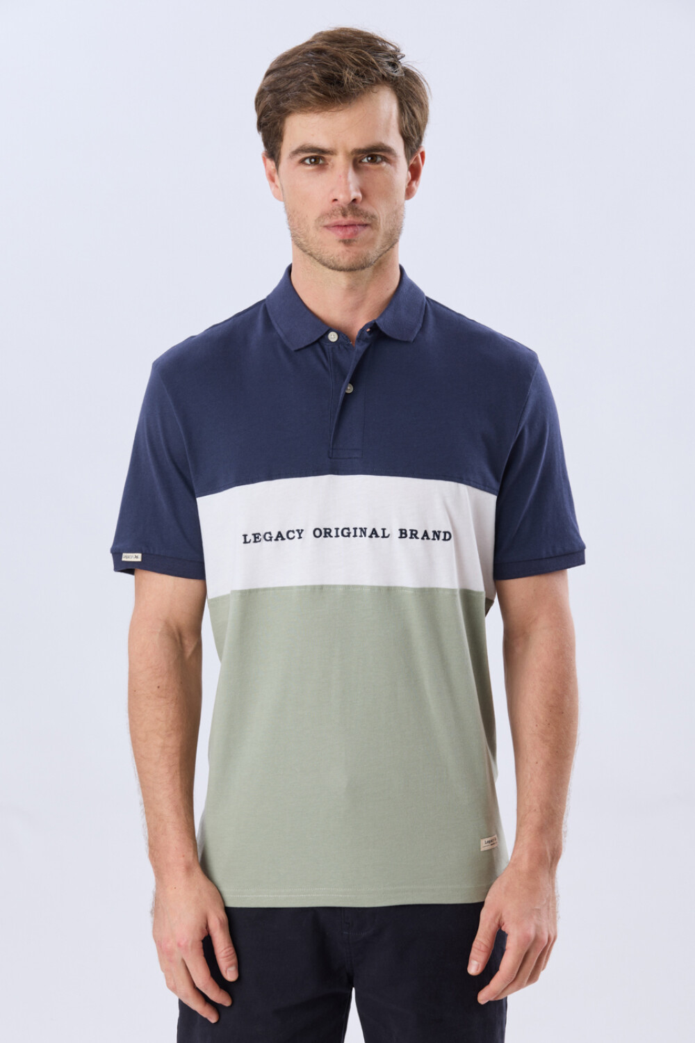 REMERA POLO RAYADA JERSEY Azul