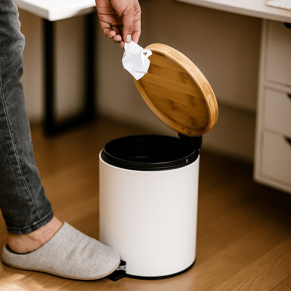 Cesto de basura 5 Litros Tacho Residuos Papelera Extraíble Acero Inoxidable Imback Color Blanco Cesto de basura 5 Litros Tacho Residuos Papelera Extraíble Acero Inoxidable Imback Color Blanco
