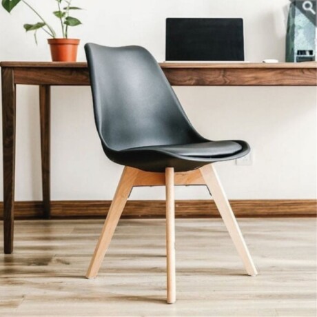 Silla Joly OR1108 Acolchonada En Pu Y Madera Ub NEGRO