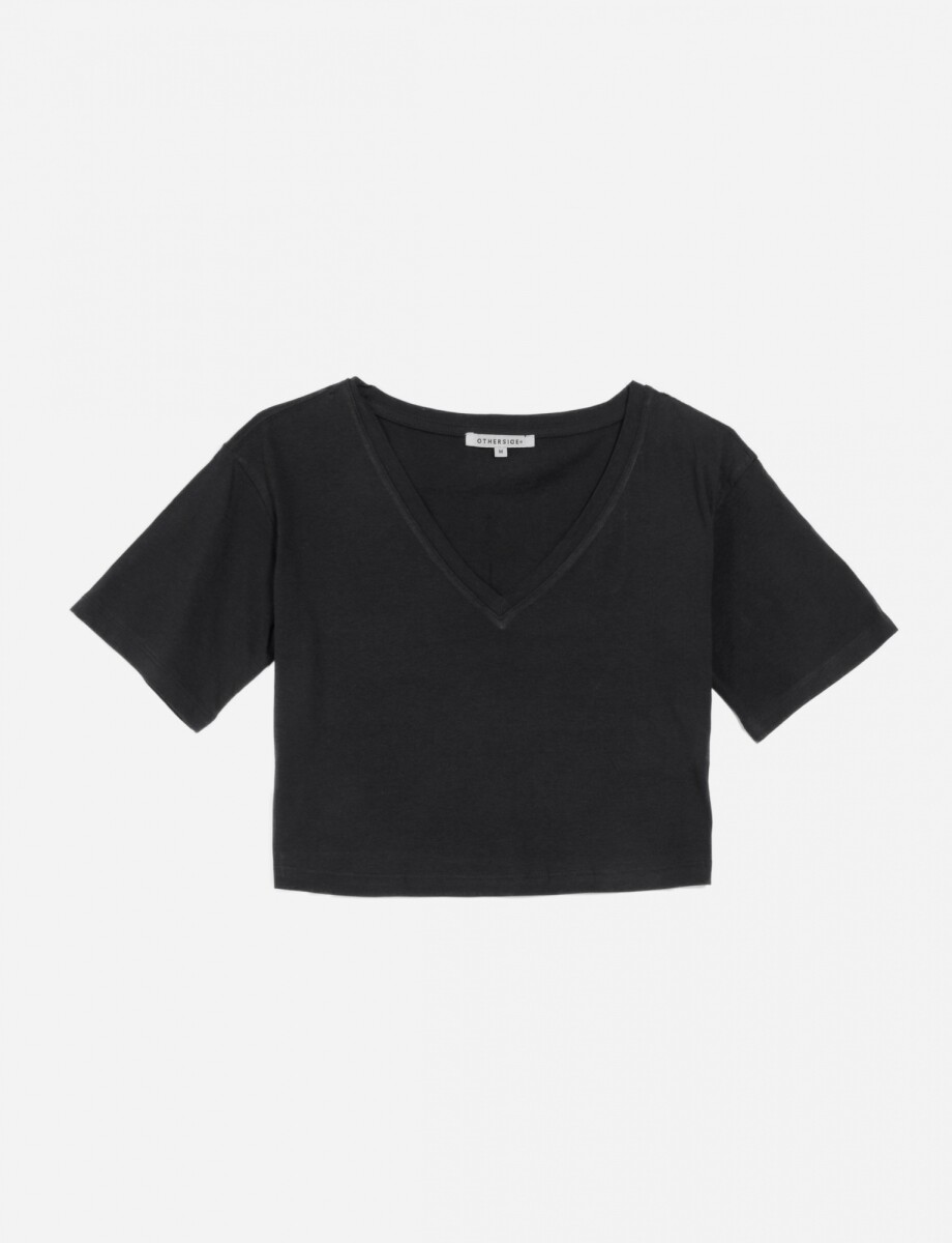 Crop top escote en V - Negro 