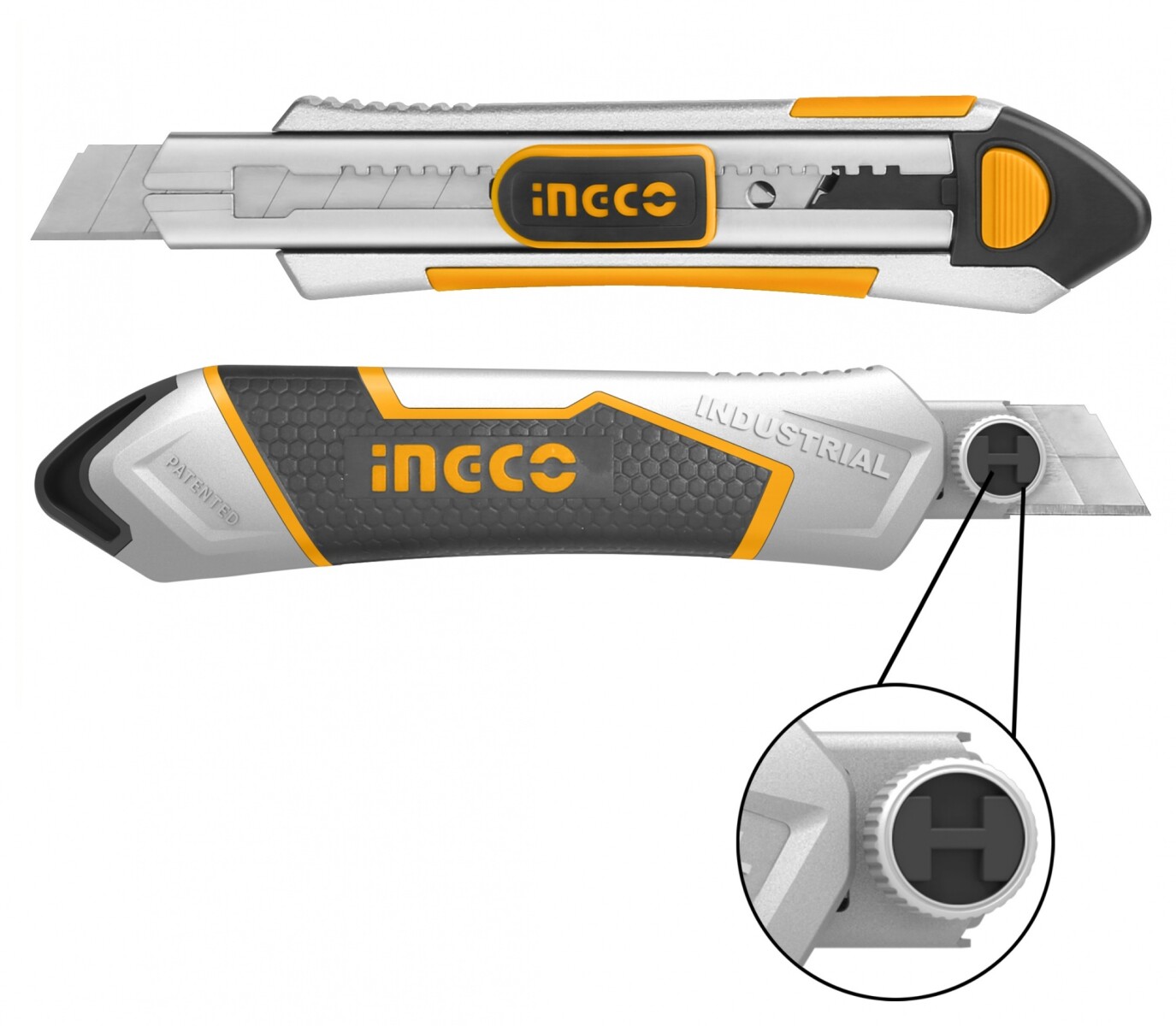 TRINCHETA ALUM 18 MM+ 6 HOJAS INGCO HKNS1808 SOFT GRIP 