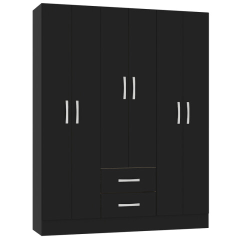 Ropero Armario 6 puertas 2 cajones con estantes y perchero 170 x 134 x 36 cm - Negro Ropero Armario 6 puertas 2 cajones con estantes y perchero 170 x 134 x 36 cm - Negro