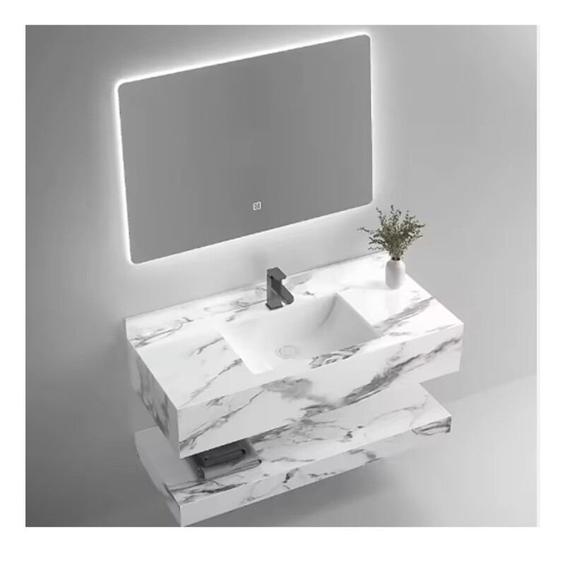 Mueble Para Baño 60cm En Piedra Tecnológica C/bacha Y Espejo Blanco Blanco Un Agujero Mueble Para Baño 60cm En Piedra Tecnológica C/bacha Y Espejo Blanco Blanco Un Agujero