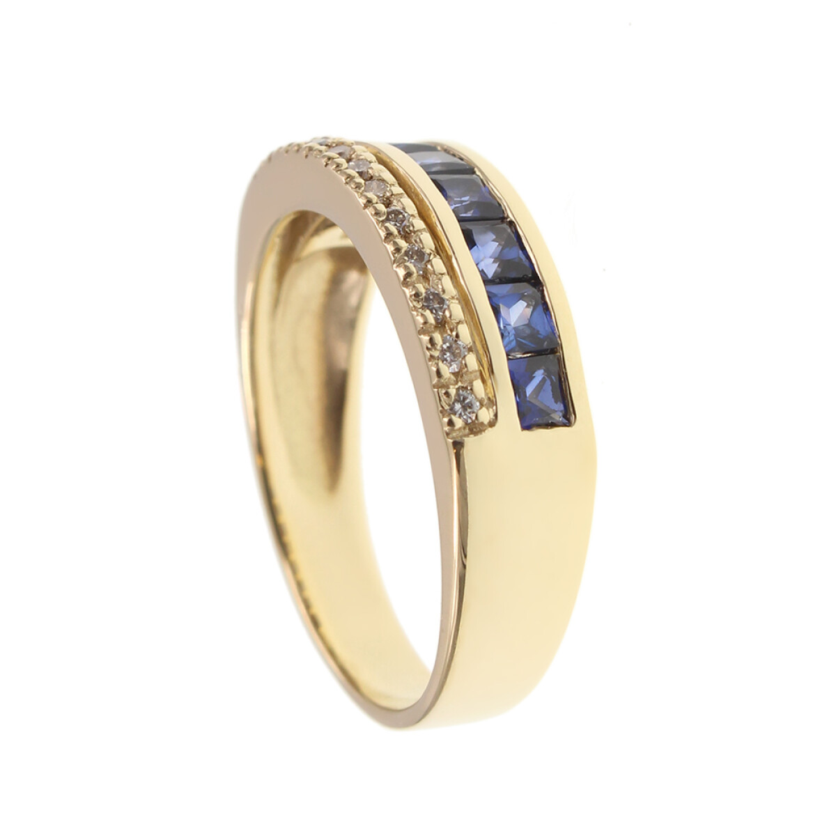 Anillo en oro amarillo 18k con brillantes y zafiros N8908 