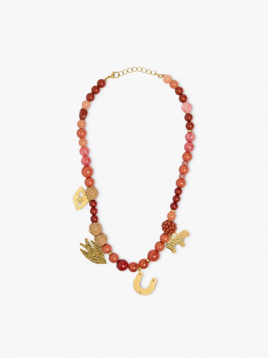 Collar Corto De Cuentas Con Charms multicolor