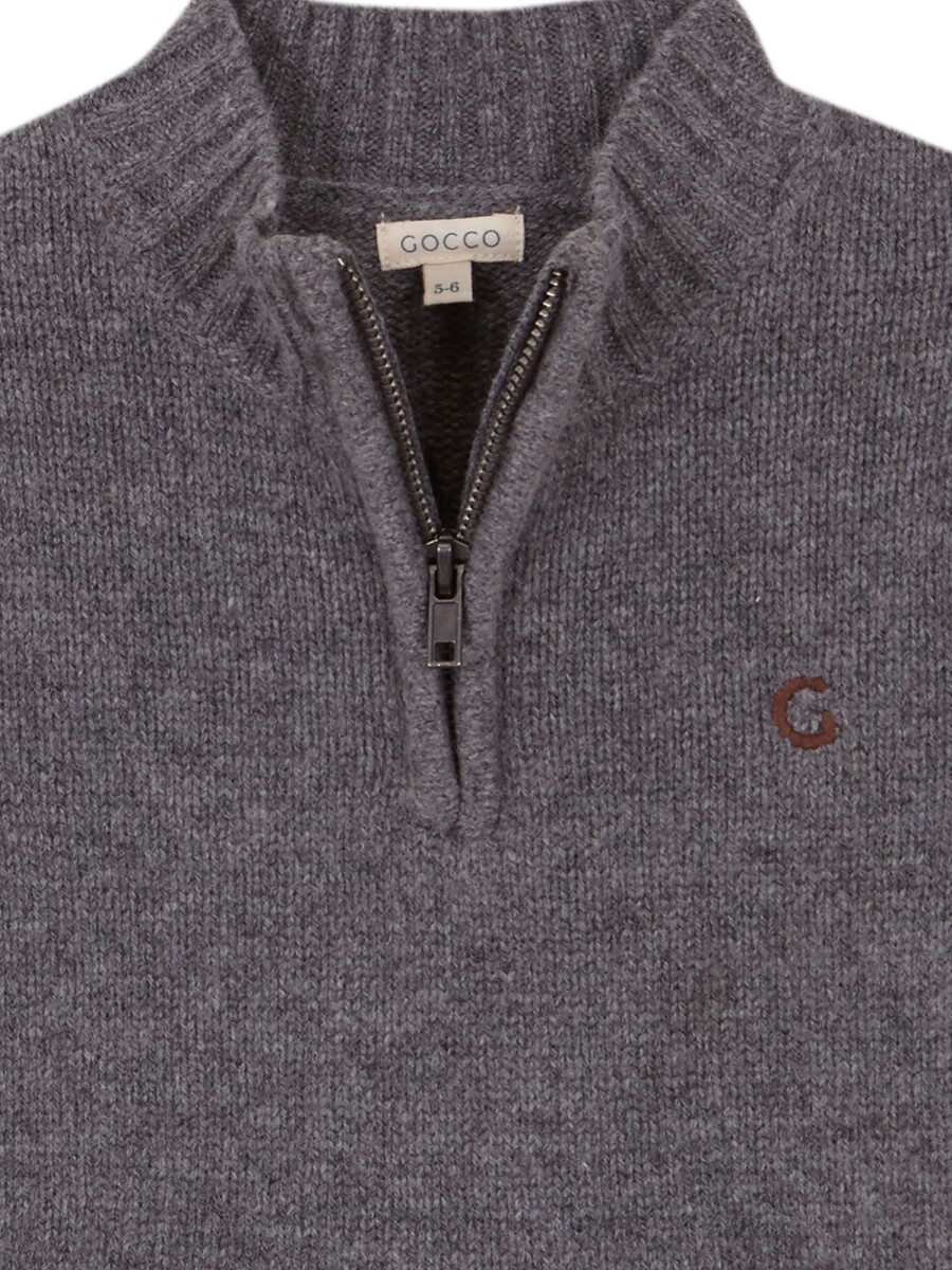 Jersey Media Cremallera Gris Melange