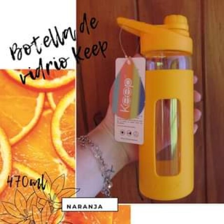 Keep Botella 470 Ml De Vidrio Y Silicona Naranja