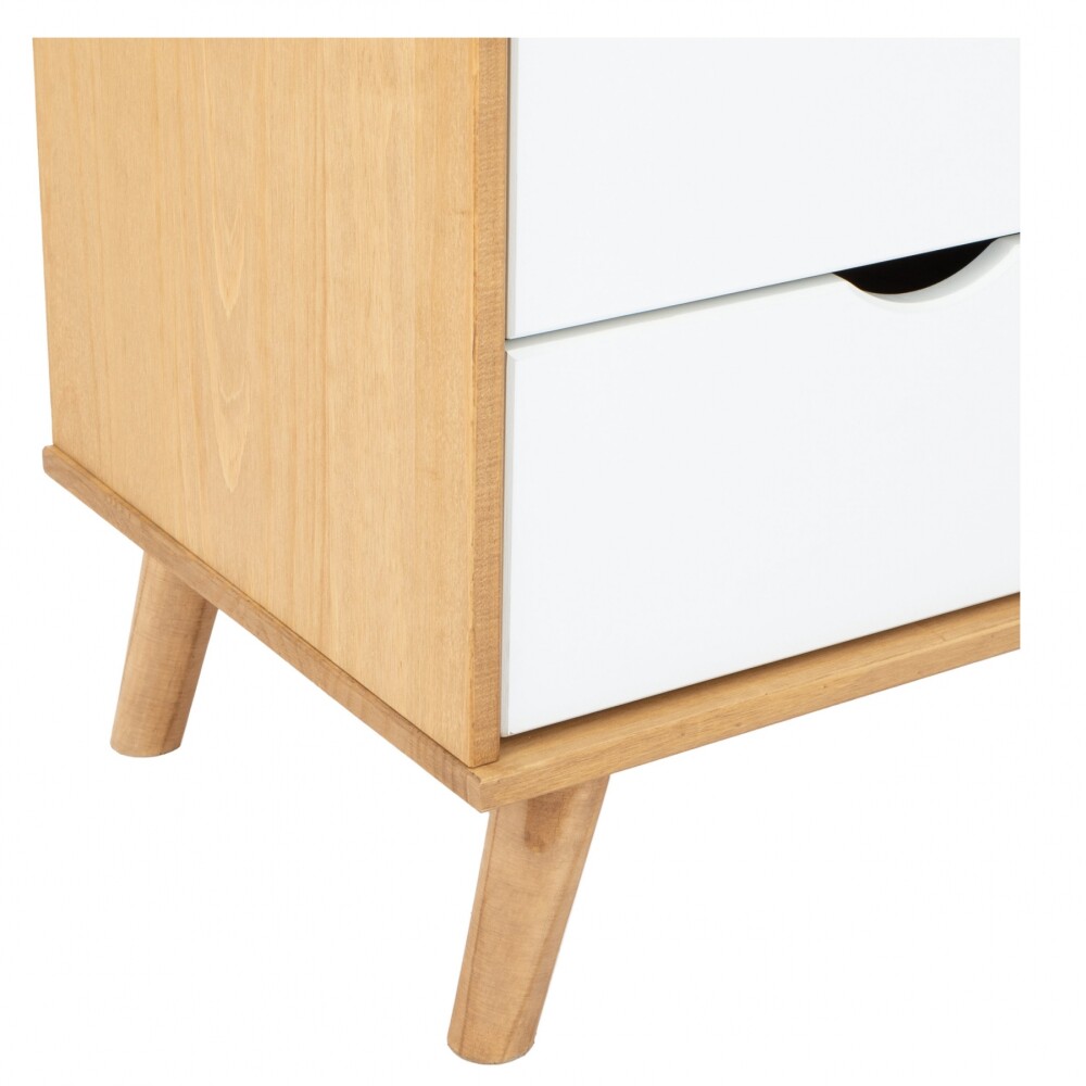 Mesa De Luz Madera Maciza Nordica 2 Cajones - Linea Dublin - Blanca Mesa De Luz Madera Maciza Nordica 2 Cajones - Linea Dublin - Blanca