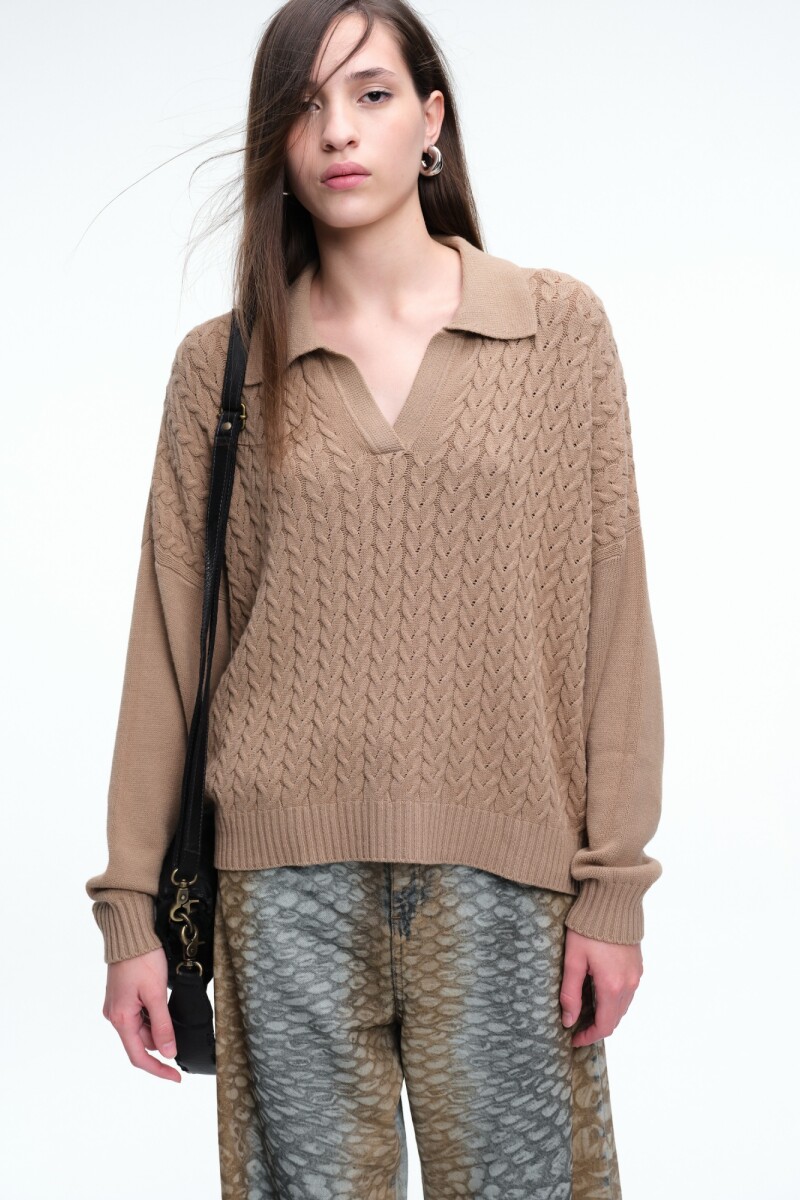 SWEATER TRENZAS Mostaza