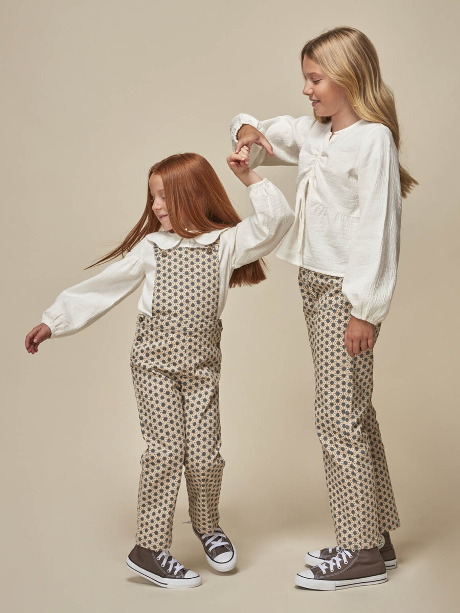 Pantalon De Twill Estampado Gris Oscuro