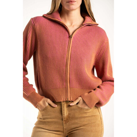 Campera Tejida Algodon Rosa/mocha