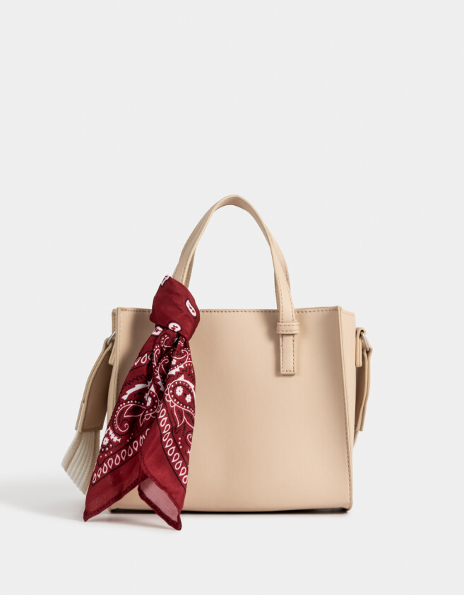 City Boho Cartera City Con Pañuelo - Marron Beige