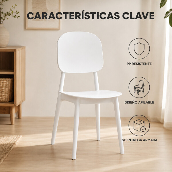 Silla Comedor ComboHome Visby Blanca Diseño Moderno Calidad Blanco 1