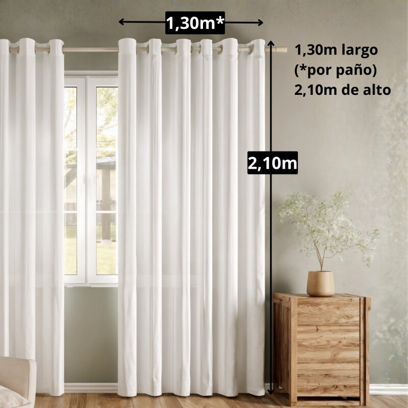 Cortina en tela Voile set 2 paños 140 x 210 cms BLANCO