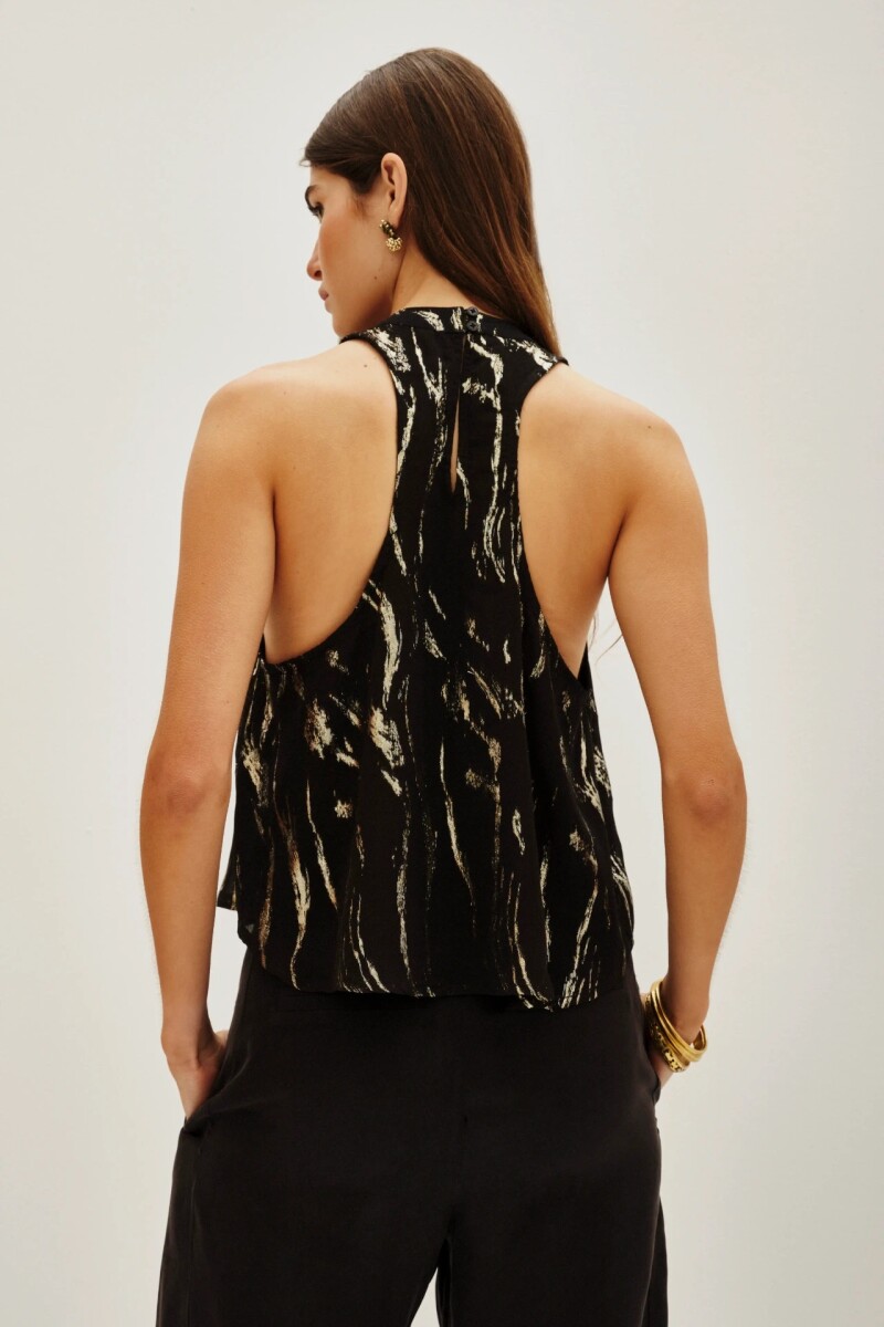 Top Lana Cebra Lurex Negro