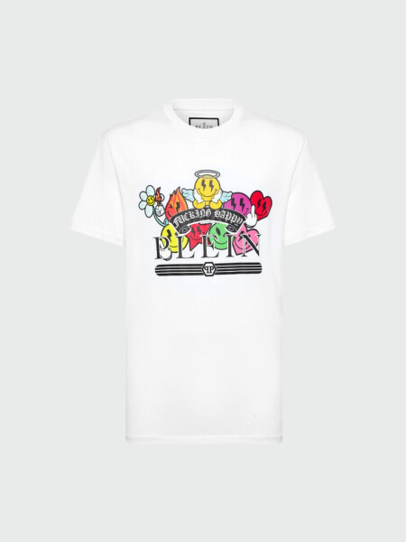 PHILIPP PLEIN - camiseta blanca cuello redondo manga corta Blanco
