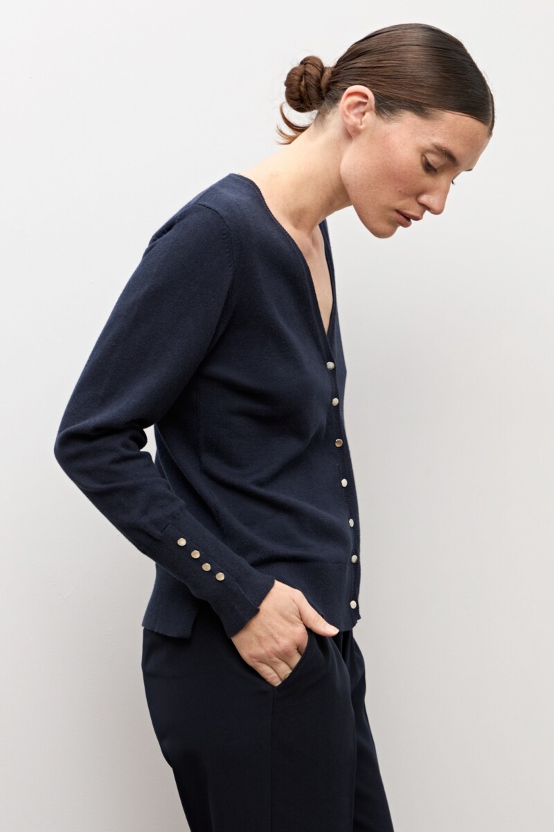 Cardigan abotonado azul marino