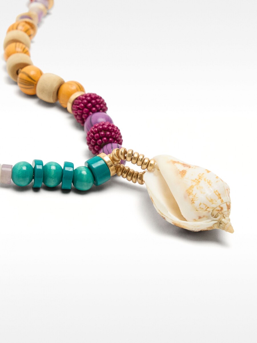 Collar De Cuentas Colgante Concha multicolor